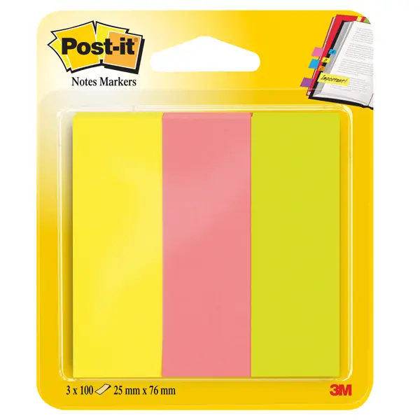 1x SEGNAPAGINA Post-itR 671-3 (300FG) 3COLORI INDEX 25X76MM IN CARTA