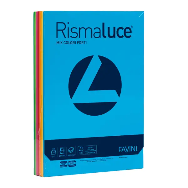 1x Carta RISMALUCE 90gr A4 300fg mix 8 colori FAVINI