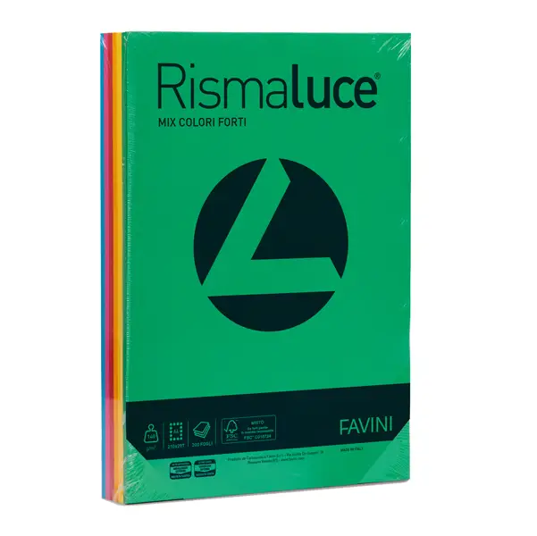 1x Carta RISMALUCE 140gr A4 200fg mix 6 colori FAVINI