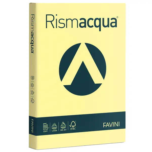 1x Carta RISMACQUA 200gr A4 125fg giallo chiaro 07 FAVINI
