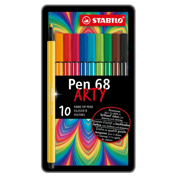 1x SCATOLA METALLO 10 PENNARELLI PEN 6810 STABILO