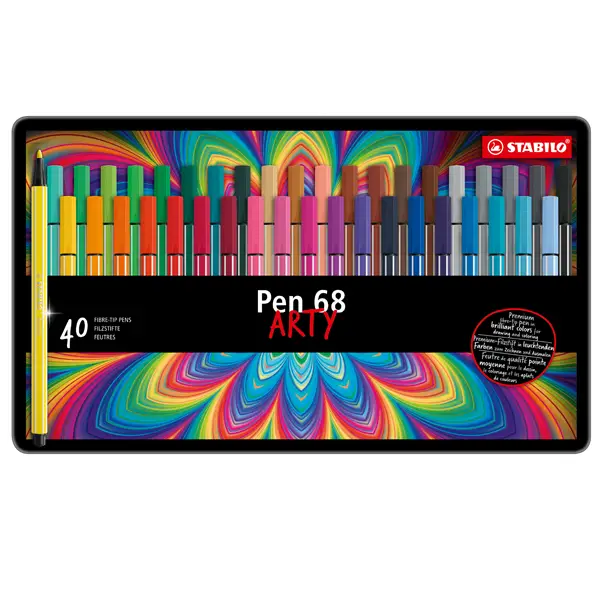 1x SCATOLA METALLO 40 PENNARELLI PEN 6840 STABILO