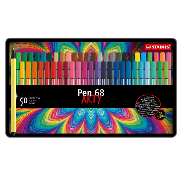1x SCATOLA METALLO 50 PENNARELLI PEN 6850 STABILO