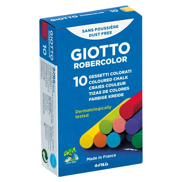10x SCATOLA 10 GESSETTI TONDI COLORATI GIOTTO