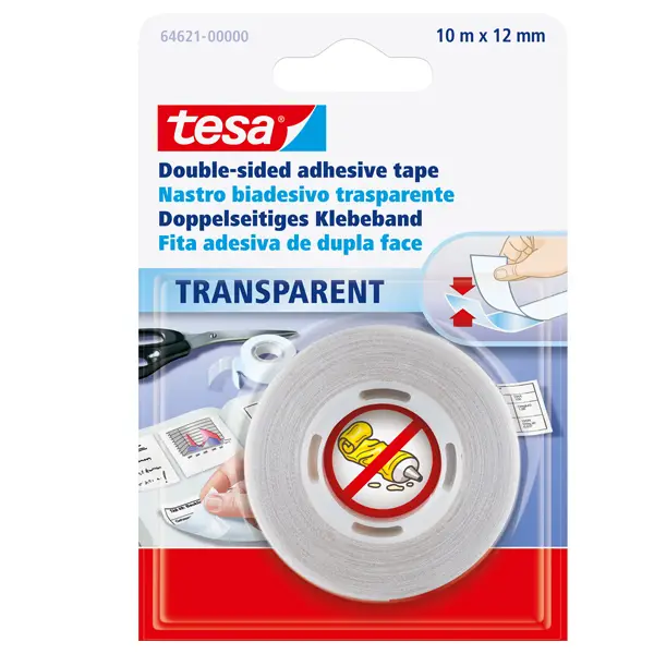 1x NASTRO BIADESIVO 10MTX12MM TRASPARENTE (BLS 64-621) TESA