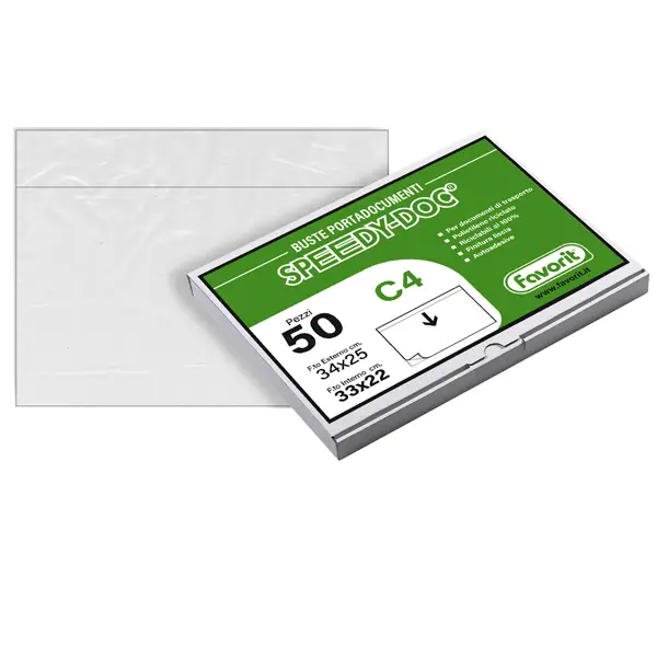 1x 50 BUSTE ADESIVE SPEEDY DOC C4 330X220MM FAVORIT