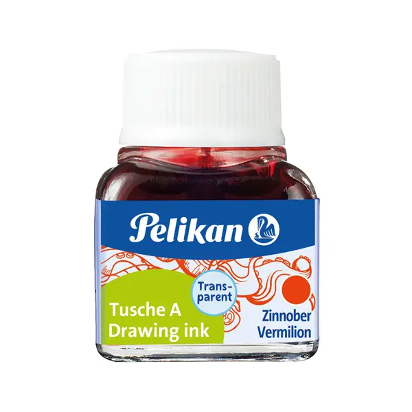 10x INCHIOSTRO DI CHINA 523 VERMIGLIONE 3 10ML PELIKAN