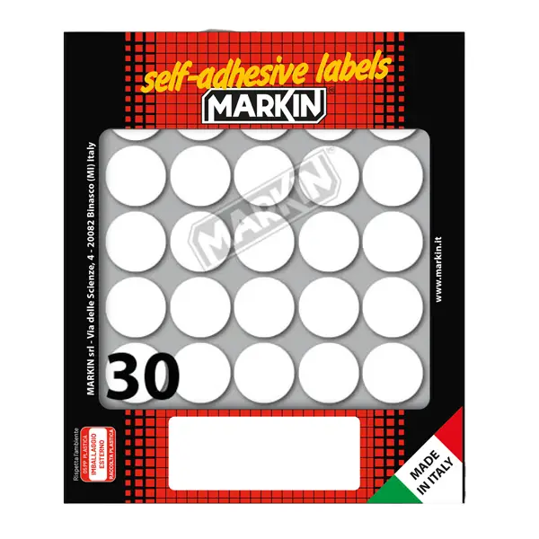 1x Etichetta adesiva bianca tonda D22mm (10fogli x 30etichette) Markin