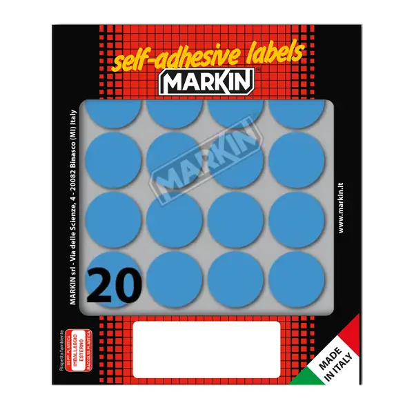 1x Etichetta adesiva blu tonda D27mm (10fogli x 20etichette) Markin