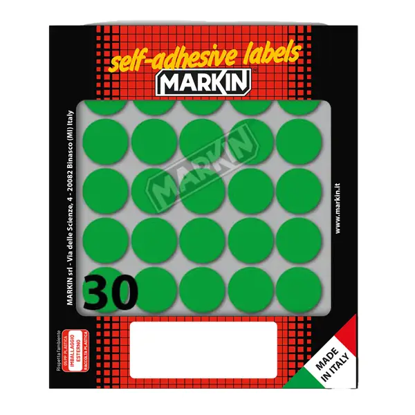 1x Etichetta adesiva verde tonda D22mm (10fogli x 30etichette) Markin