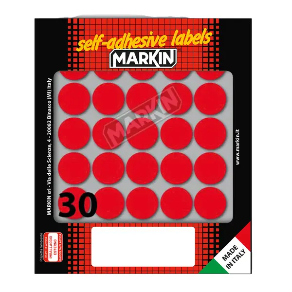 1x Etichetta adesiva rosso tonda D22mm (10fogli x 30etichette) Markin