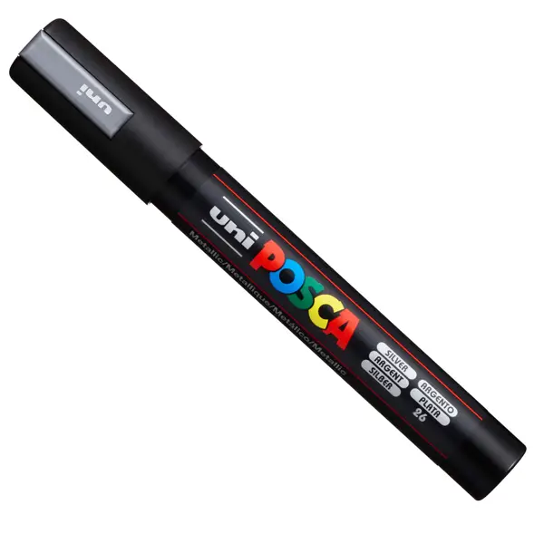 1x Marcatore UNI POSCA PC5M p.media 1,8-2,5mm argento UNI MITSUBISHI