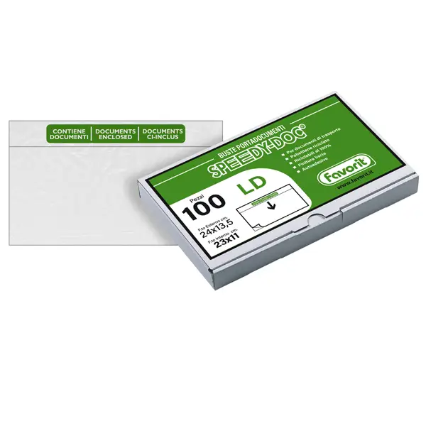 1x 100 BUSTE ADESIVE SPEEDY DOC LD 230X110MM FAVORIT