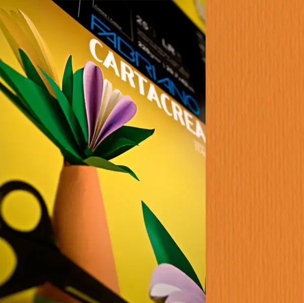 1x Blister 10fg cartoncino 35x50cm 220gr arancio Cartacrea Fabriano