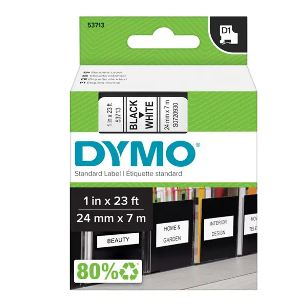 1x NASTRO DYMO TIPO D1 (24MMX7MT) NERO/BIANCO 537130