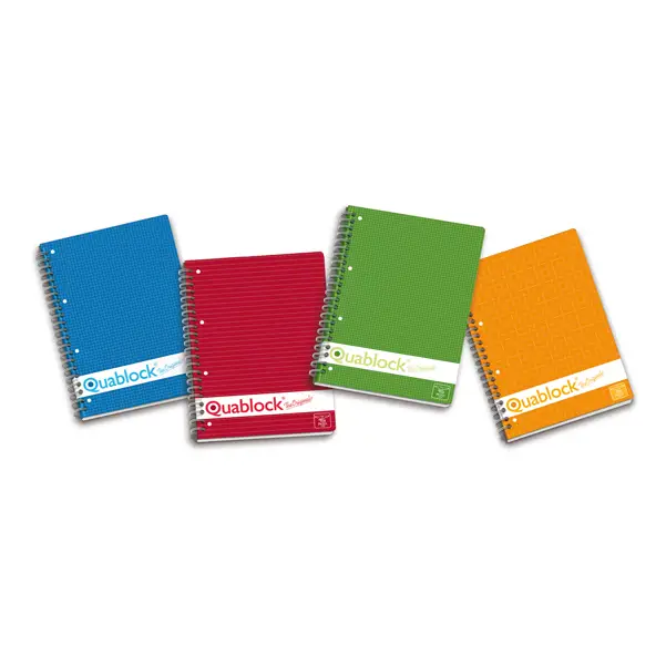 5x BLOCCO SPIRALATO 22x29,7cm 4fori 5mm 80gr 120fg QUABLOCK ORIGINAL PIGNA