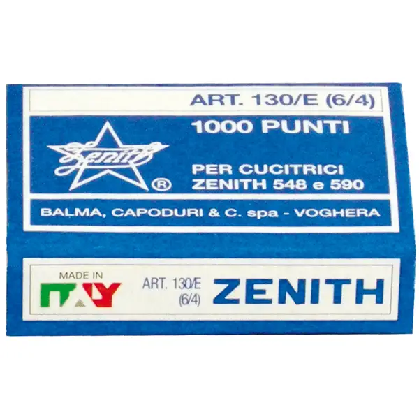100x SCATOLA 1000 PUNTI ZENITH 130/E S100 (6/4) IN ACCIAIO NATURALE