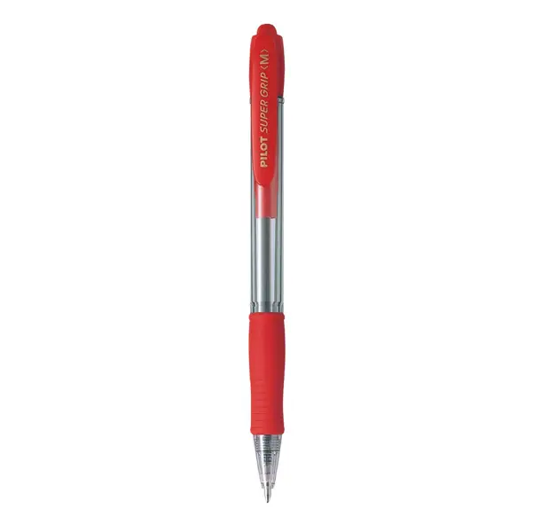 12x PENNA SFERA SCATTO SUPER GRIP ROSSO MEDIO 1.0mm PILOT