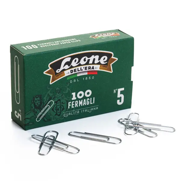 10x SCATOLA 100 FERMAGLI N.5 MM49 ZINCATI ANTIRUGGINE LEONE