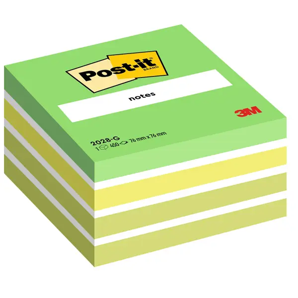 1x BLOCCO CUBO 450foglietti Post-itR 76x76mm 2028-G PASTELLO VERDE