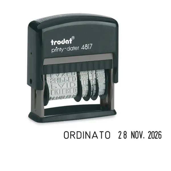 1x Timbro Printy Eco 4817 DATARIO+ POLINOMIO 3,8mm autoinchiostrante TRODAT