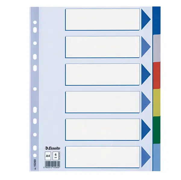 1x Separatore neutro in PPL 6 tasti colorati f.to A4 ESSELTE