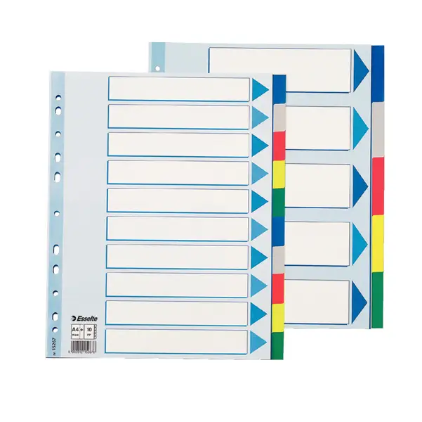 1x Separatore neutro in PPL 10 tasti colorati f.to A4 MAXI 24,5x29,7cm ESSELTE