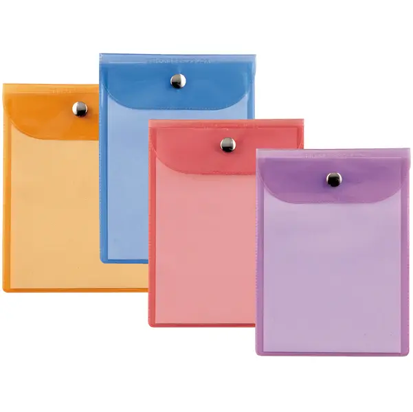 40x BUSTA CON BOTTONE PRESS 7 COLOR 18X24CM - ASSORTITE