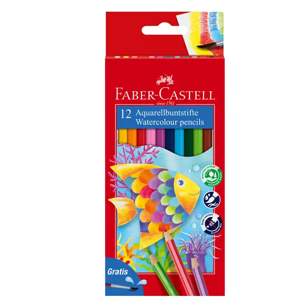 1x ASTUCCIO 12 PASTELLI COLORATI ACQUERELLABILI RED RANGE FABER CASTELL