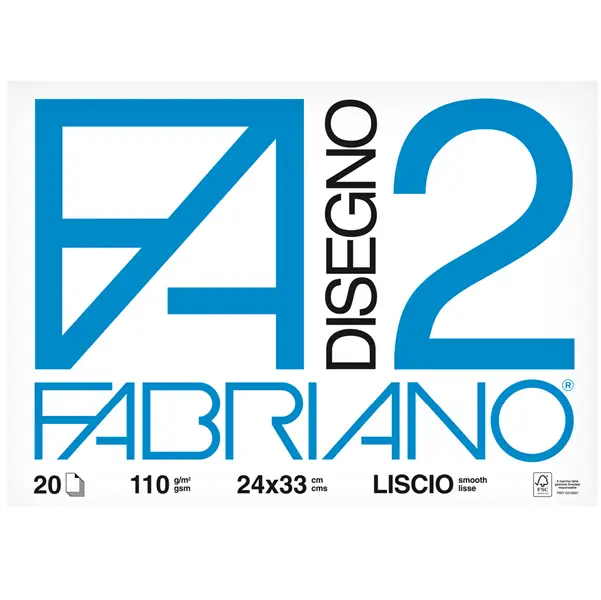 1x BLOCCO FABRIANO2 (24X33CM) 20FG 110GR LISCIO 4 ANGOLI
