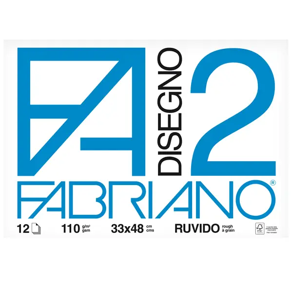 10x BLOCCO FABRIANO2 (33X48CM) 12FG 110GR RUVIDO COLLATO