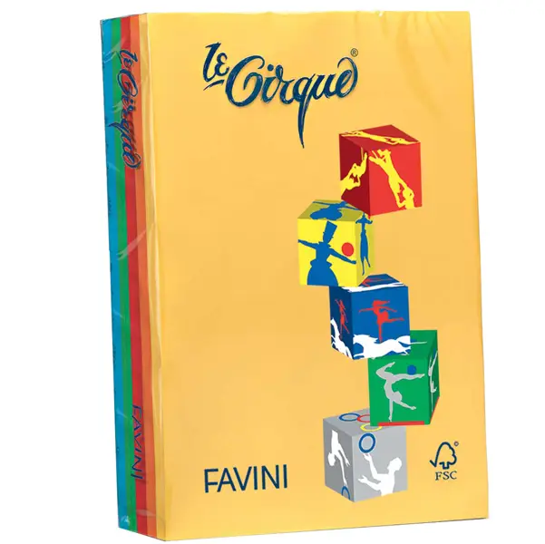 1x Carta LECIRQUE A4 80gr 500fg mix 5 colori intensi FAVINI