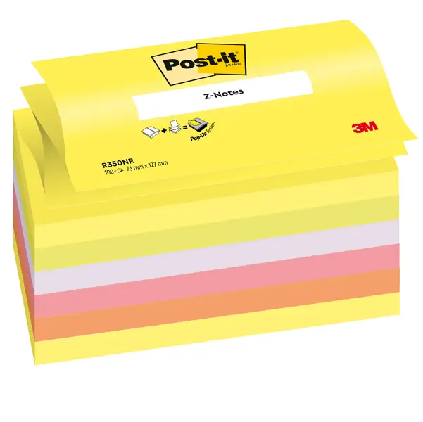 6x BLOCCO Post-itR Super Sticky Z-Notes 76x127mm 100fg R350NR ASSORT.NEON