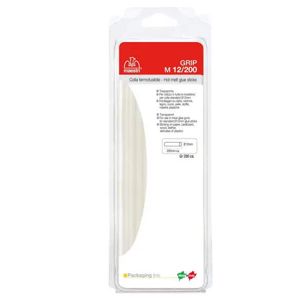 1x COLLA TERMOFUSIBILE 20cm D12mm 280gr TRASPARENTE M 12/200
