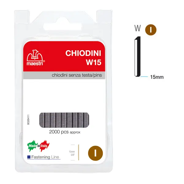 1x CHIODINI S/TESTA W15 IN BLISTER DA 2000 C. RO-MA