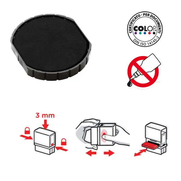 5x TAMPONE COLOP E/POCKETSTAMP R40 NERO
