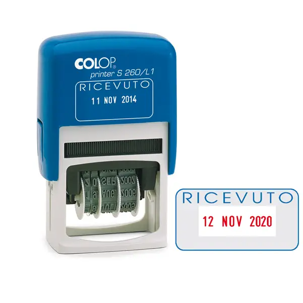 1x Timbro S260/L1 DATARIO + RICEVUTO 4mm autoinchiostrante COLOP