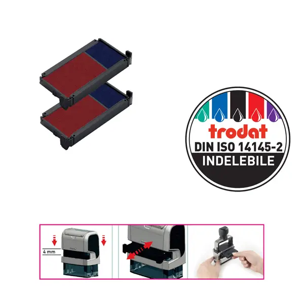 1x Blister da 2 tamponi 6/4912-2 Blu/Rosso Trodat