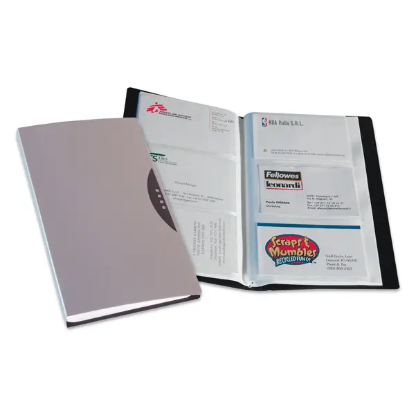 1x PORTABIGLIETTI VISITA 120 TASCHE SILVER C/CUSTODIA
