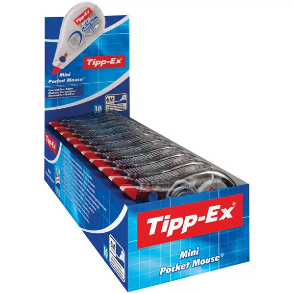 1x Box 10 correttore a nastro Mini Pocket Mouse 5mmx6mt TIPP-EX