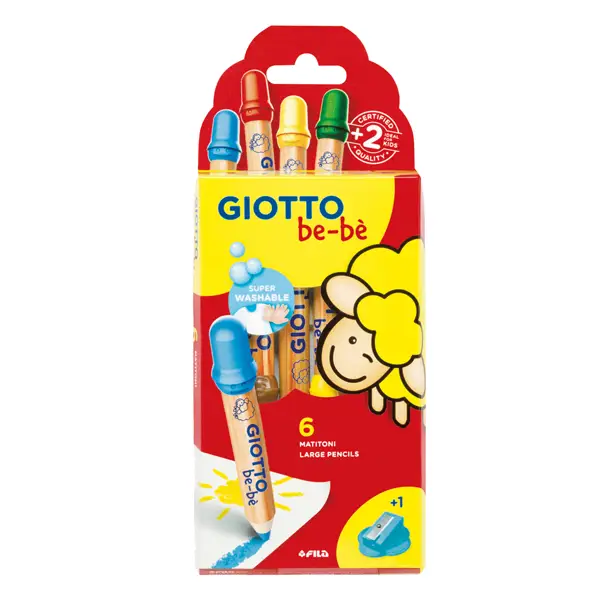 1x Astuccio 6 supermatitoni lavabili c/temperino GIOTTO BeBE'