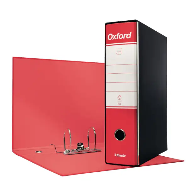 6x Registratore OXFORD G85 rosso dorso 8cm f.to protocollo ESSELTE
