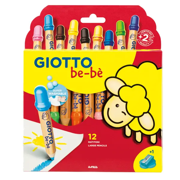 1x Astuccio 12 supermatitoni lavabili c/temperino GIOTTO BeBE'