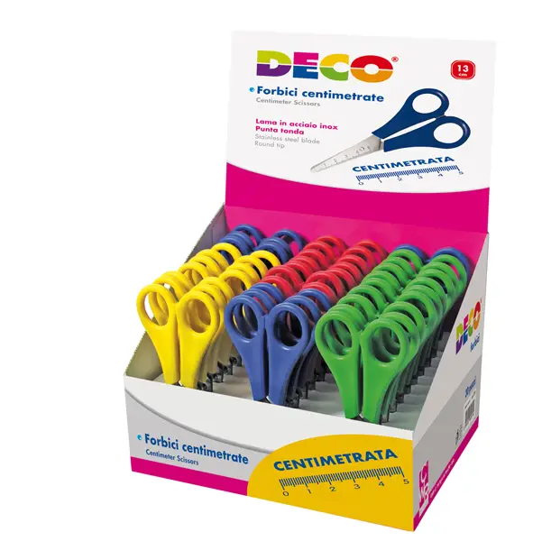 1x Display 30 forbici 13 cm centimetrate punta tonda 775 DECO