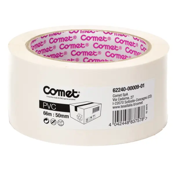 1x NASTRO ADESIVO 66MTX50MM BIANCO PVC 62-240 COMET