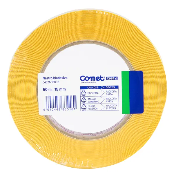 1x NASTRO BIADESIVO 50MTX15MM TRASP. 64-621 TERMO SINGOLO COMET