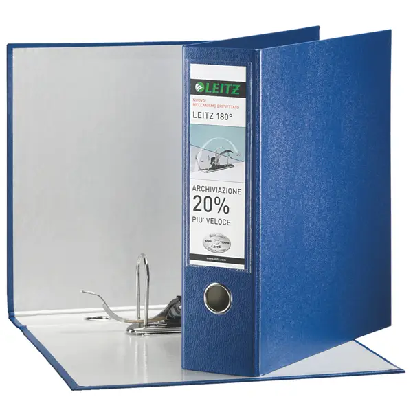 1x Registratore LEITZ 180  G65 blu dorso 8cm f.to protocollo LEITZ