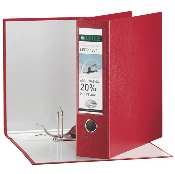 1x Registratore LEITZ 180  G65 rosso dorso 8cm f.to protocollo LEITZ