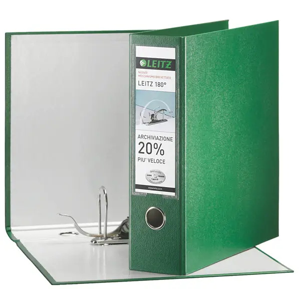 1x Registratore LEITZ 180  G65 verde dorso 8cm f.to protocollo LEITZ