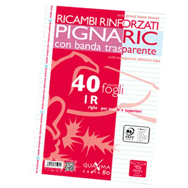 1x RICAMBI FORATI RINFORZATI A4 1RIGO 40FG 80GR PIGNARIC